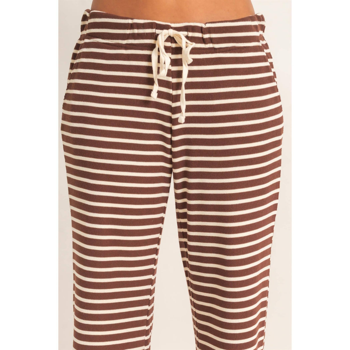 Low Rise Striped Waffle Knit Pants