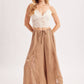 SATIN LACE TRIMMED DRAWSTRING PALAZZO PANTS