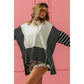 MIXED STRIPE SIDE SLIT SWEATER