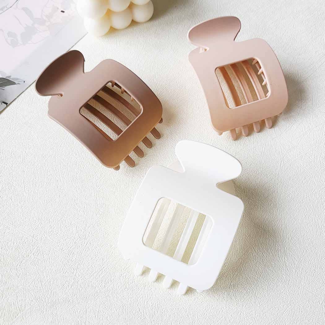 Matte Neutral Square Shaped Flat Hair Claw Clips
