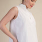 Stand Collar Slit V-Neck Sleeveless Top