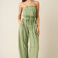 MINERAL WASH CONTRAST STITCH BARREL LEG JUMPSUIT