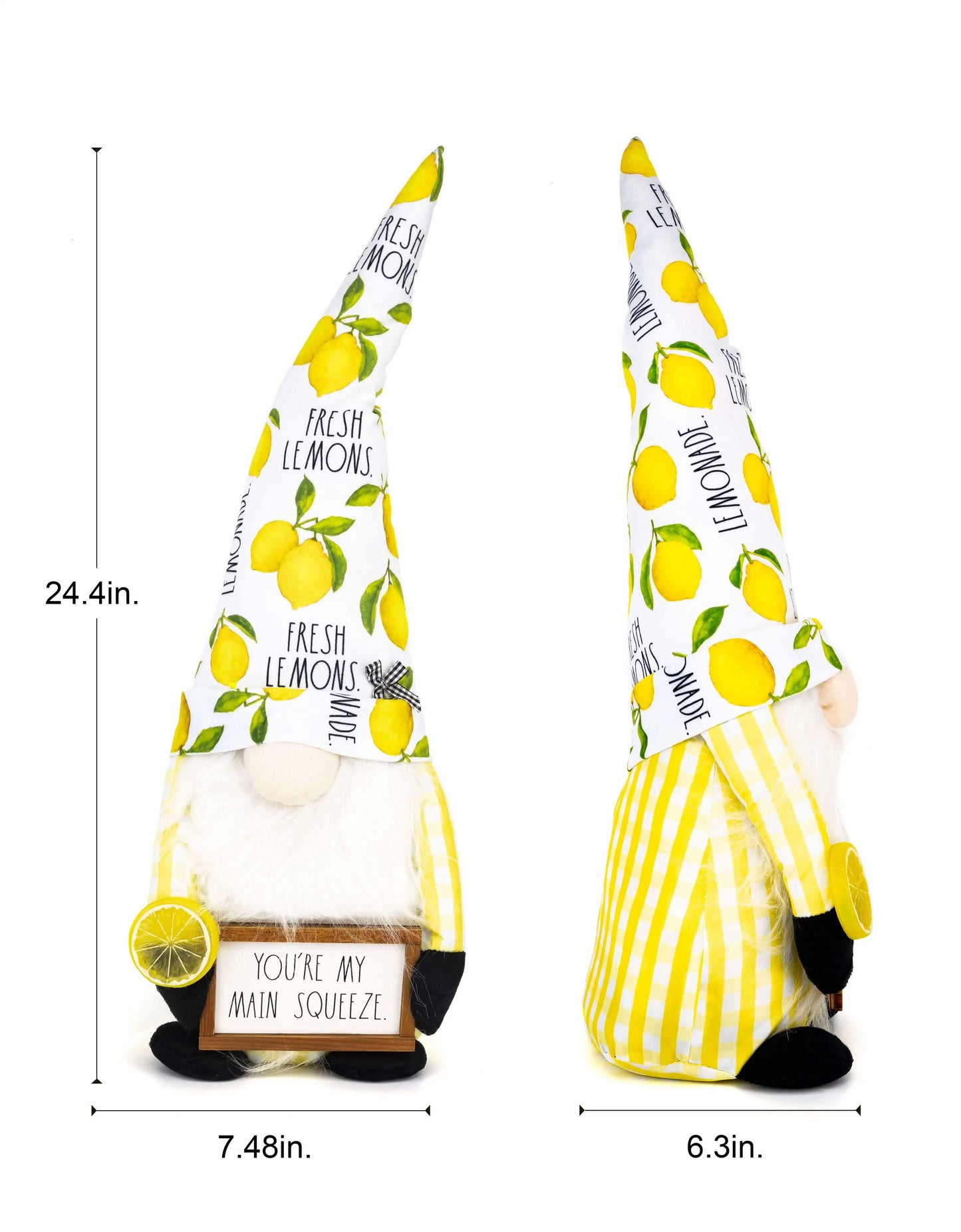“You’re my Main Squeeze” Plush Rae Dunn Lemon-Theme Gnome