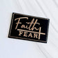 Faith over fear embroidered leather hat patch