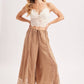 SATIN LACE TRIMMED DRAWSTRING PALAZZO PANTS