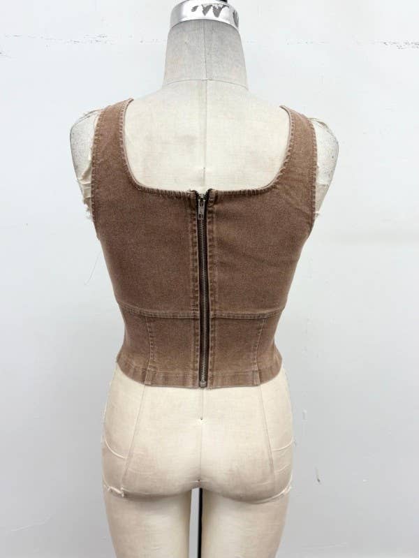 Sculpted Stretch Denim Tank Corset