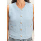 Textured Button-Front Vest With Pocket