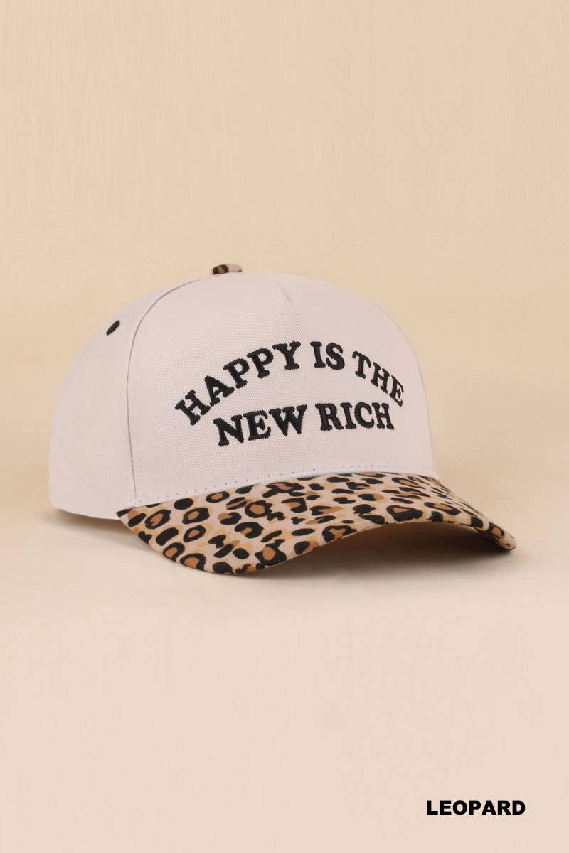 Happy Is The New Rich Two Tone Snapback Hat Zenana Consgt.