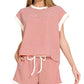 ....Stripe Contrast Trim Top & Shorts Set