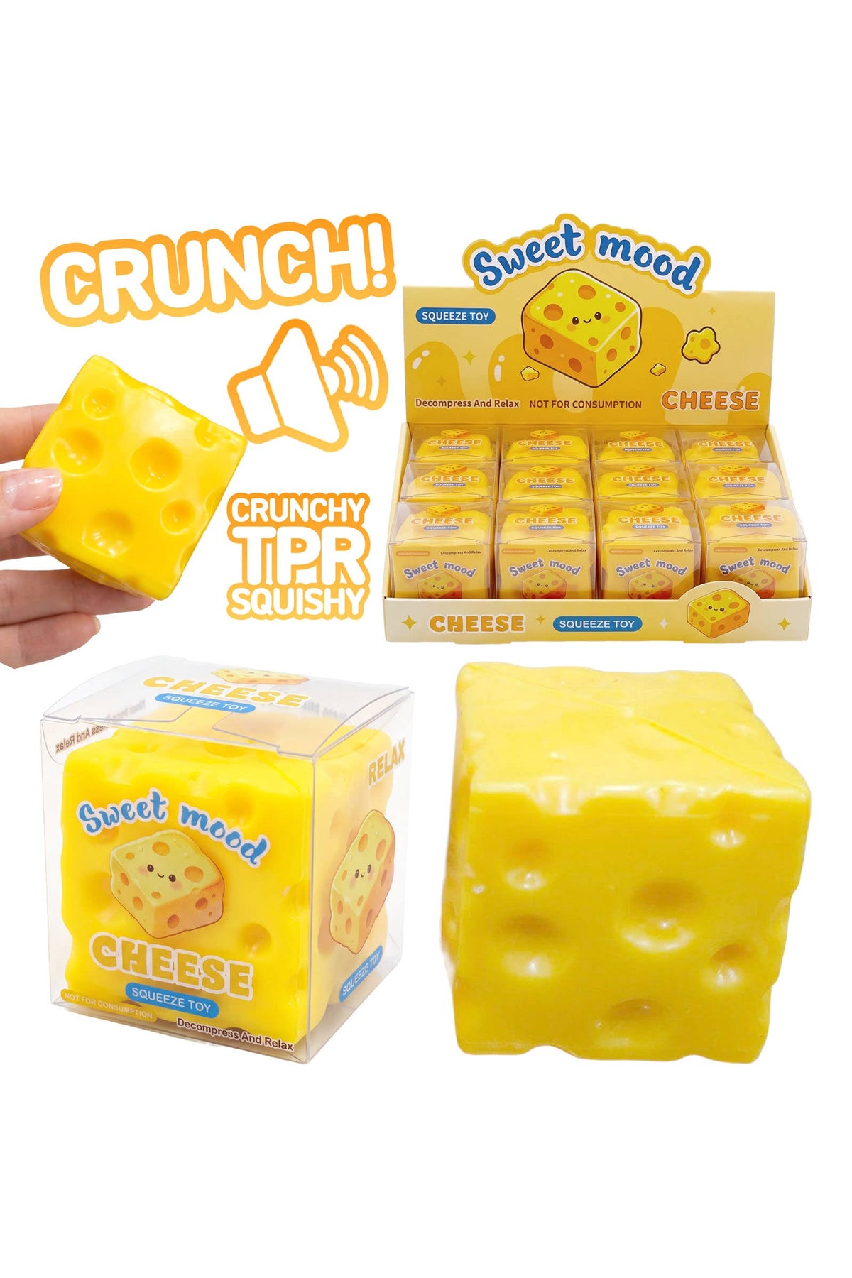 Cheese Zero Rebound TPR Crunchy Bead Slime Filled Squishy