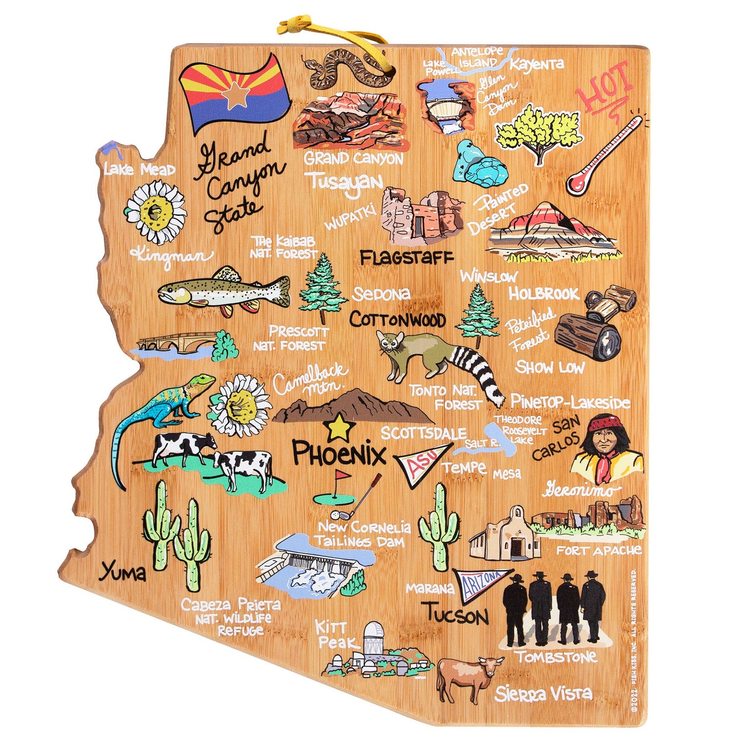 Arizona Cutting Board with Artwork by Fish Kiss™
