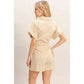 Collared Striped Romper With Sash
