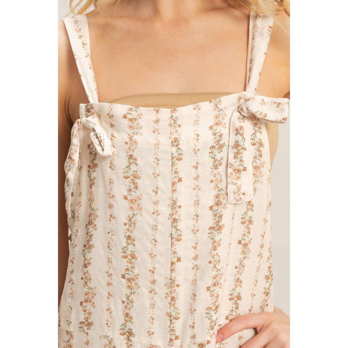 Tie Strap Jumpsuit With Hem Slits