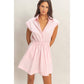 Sleeveless Collared Shirred Mini Dress