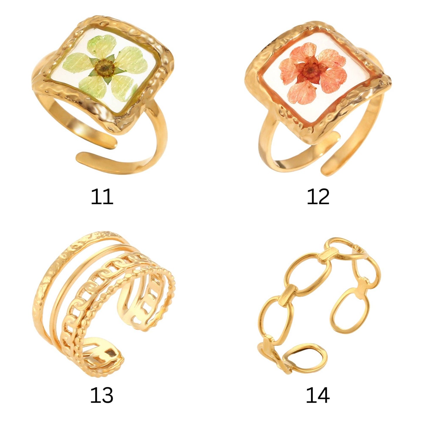 Waterproof 18K Gold Plated Rings Stackable Dainty, Statement