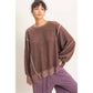 Oversized Raw Edge Crew Neck Sweatshirt