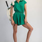 BUTTER SHORT SLEEVE QUARTER ZIP ROMPER