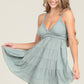 C4G30-ASIS V NECK LACE TRIM DOUBLE STRAPS TIERED SKIRT DRESS