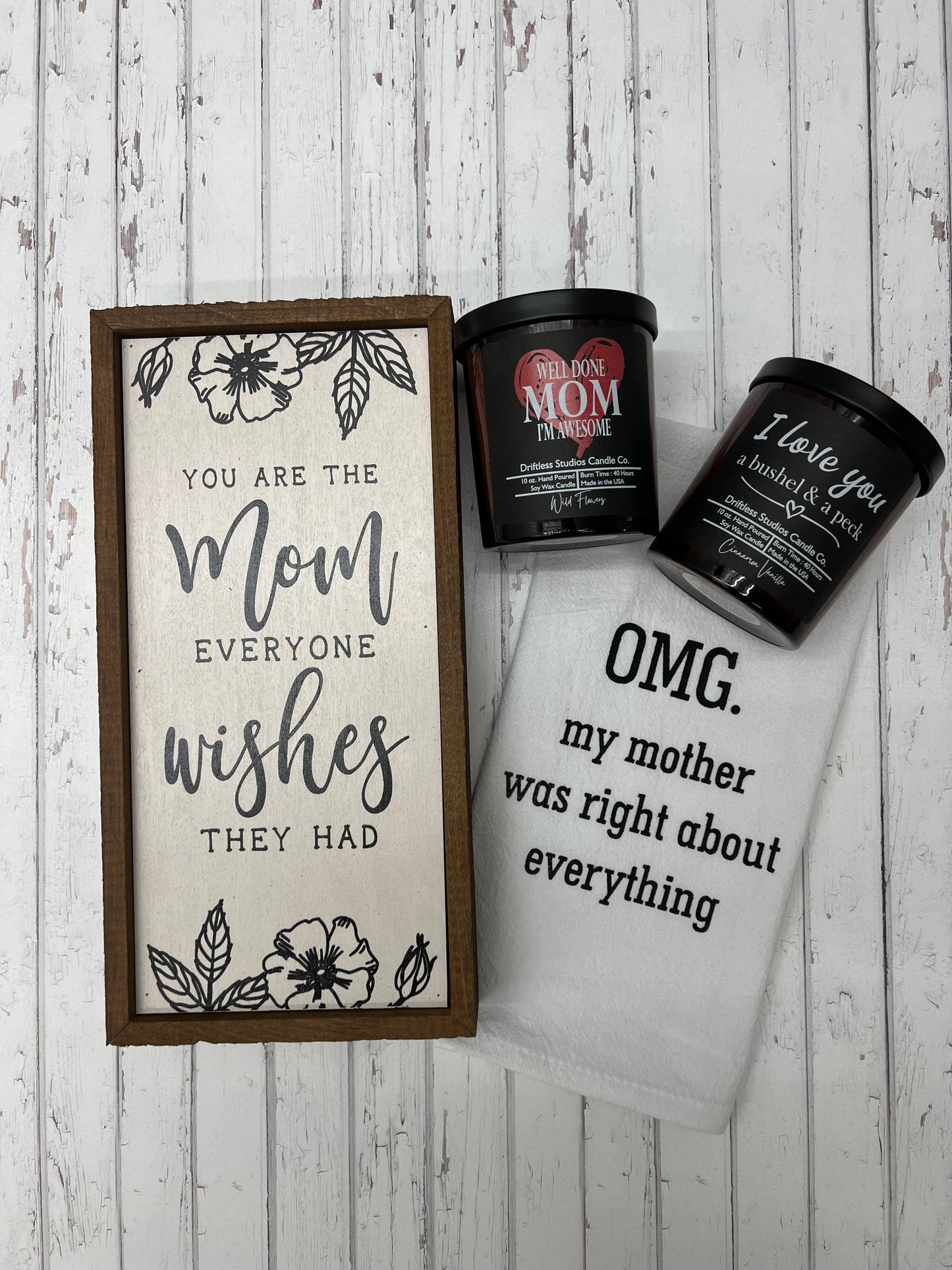 Mothers Day Gift Sets Tea Towel, Candle, Home Decor Gift Set