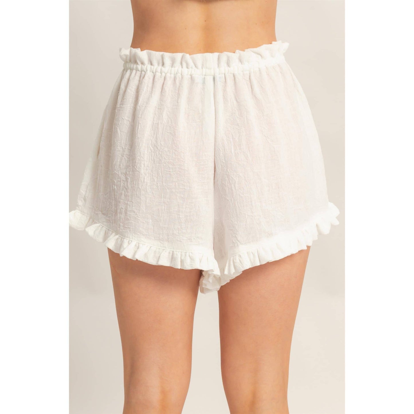 Ruffle Trim Drawstring Shorts