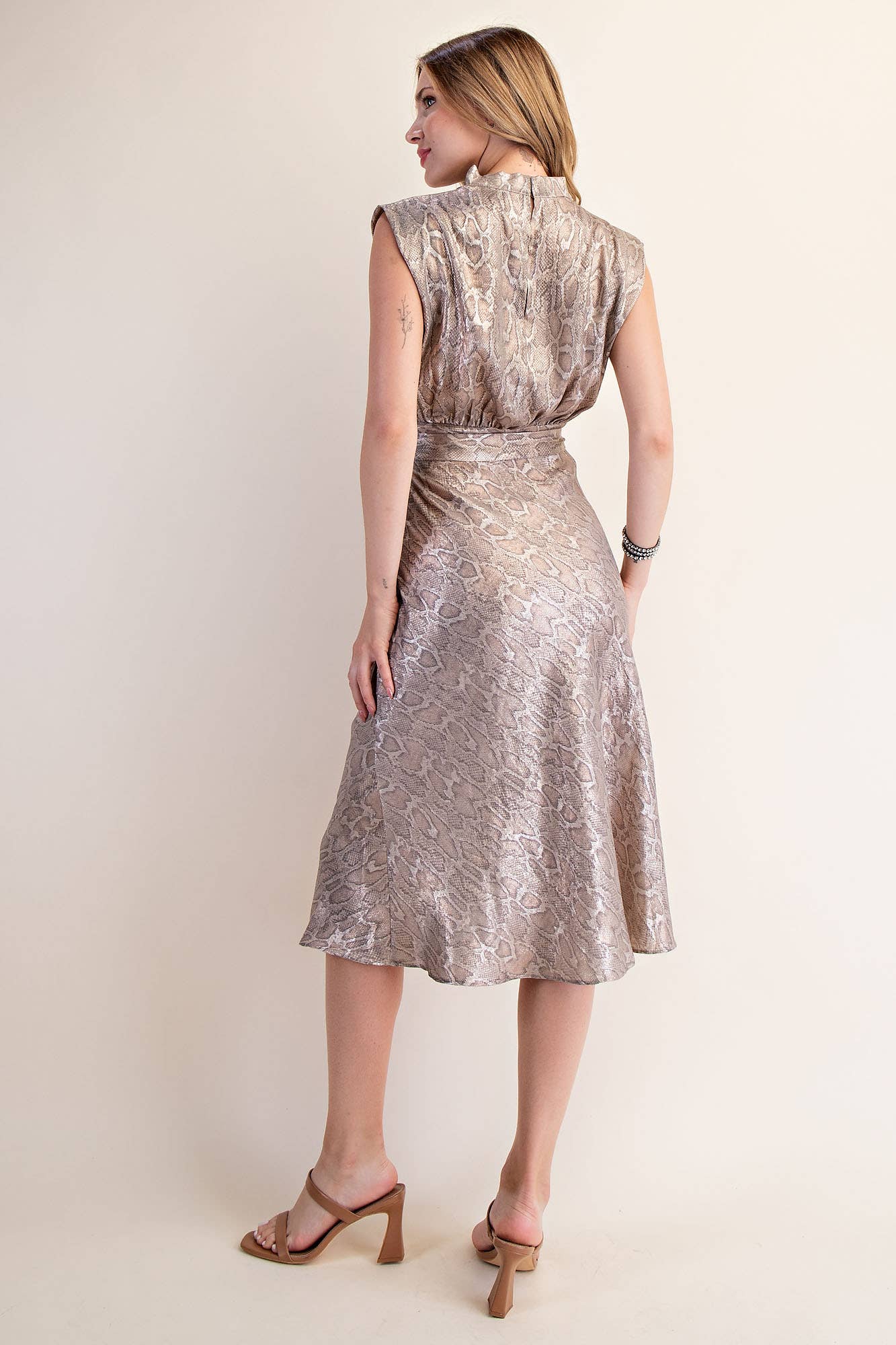 Mock Neck Sleeveless Midi Dress