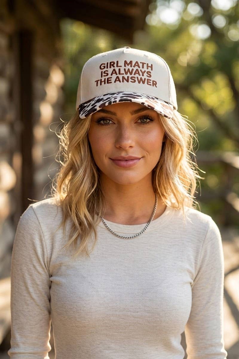 Girl Math Is Always The Answer Two Tone Snapback Hat Zenana Consgt.