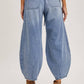 DENIM MID-WAIST DRAWSTRINGS BARREL JEANS