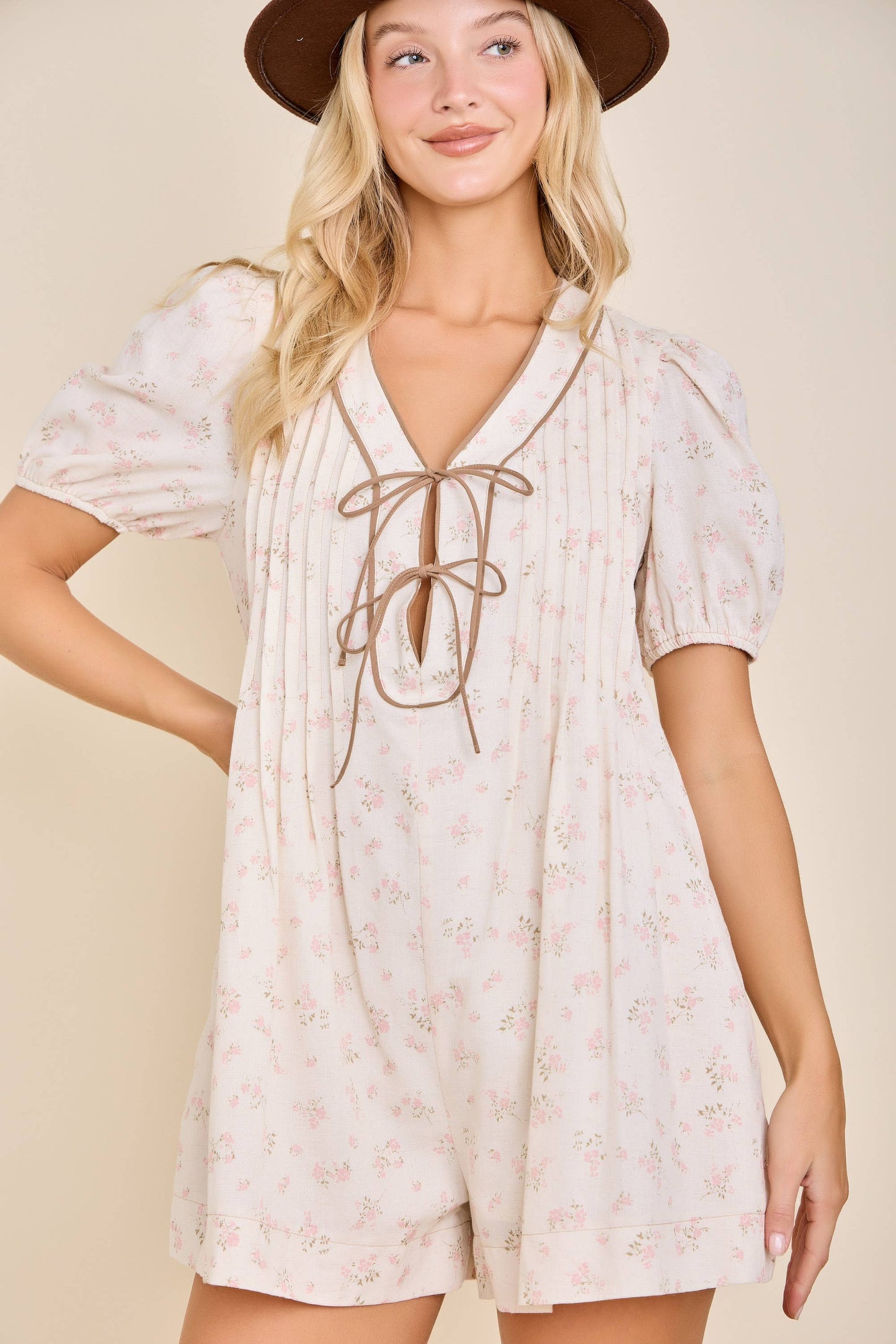 Vintage Floral Bow Romper