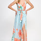 Floral Border Print Side Slit Maxi Dress