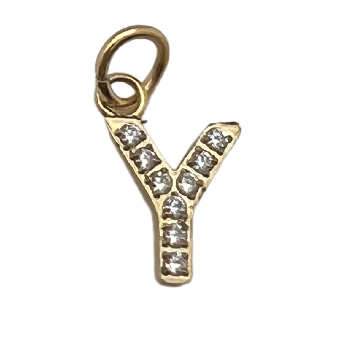 Gold Pavé Set CZ Initial Letter Charms