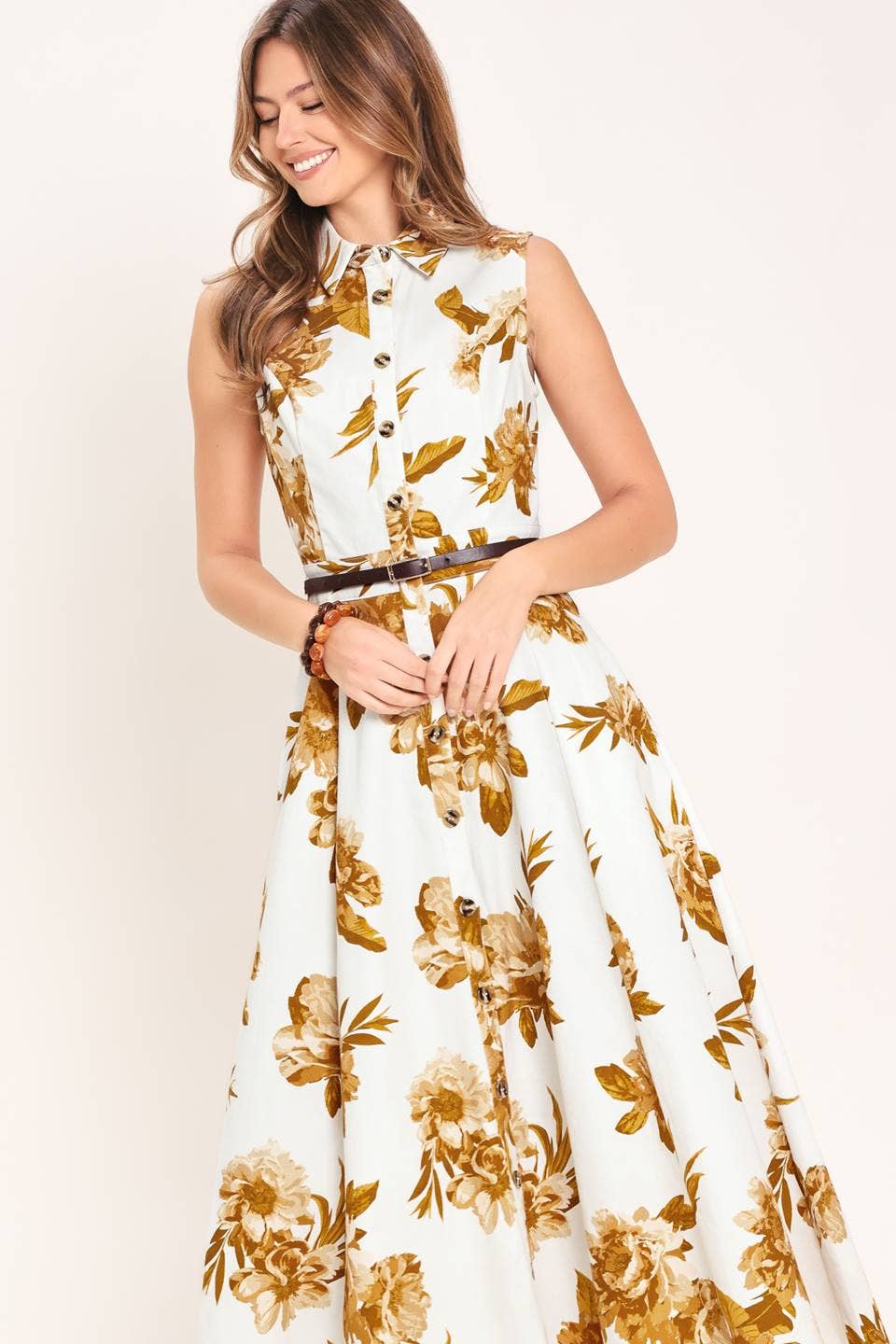 A printed woven midi dress - ID24034