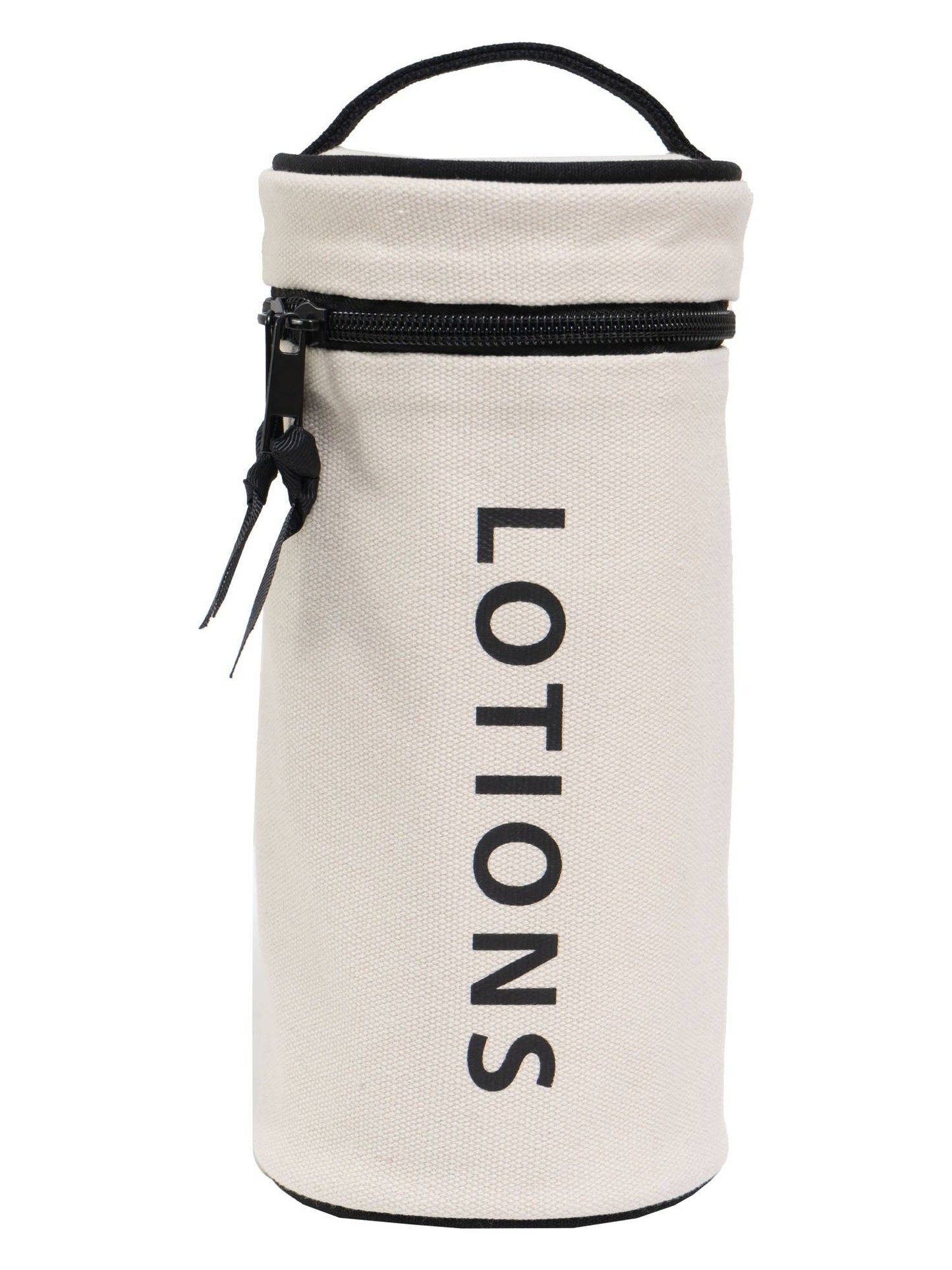 La La Amour 16 oz Cotton Canvas Top Handle Cylinder Toiletry Lotions Case