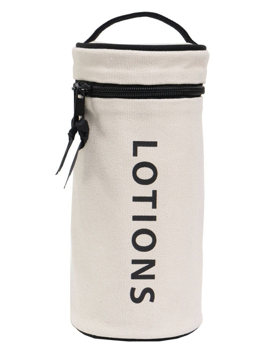 La La Amour 16 oz Cotton Canvas Top Handle Cylinder Toiletry Lotions Case
