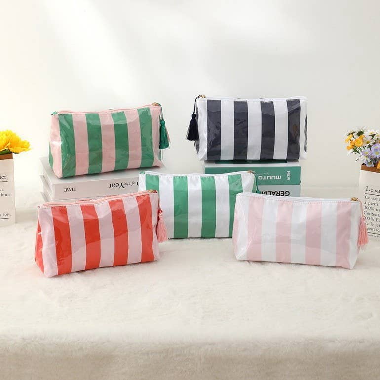 TRAVEL STRIPE COSMETIC MAKEUP POUCH BAG | 40P594