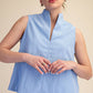Stand Collar Slit V-Neck Sleeveless Top