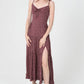 C4C84-FQ00 POLKA DOT SIDE SLIT MAXI DRESS