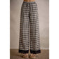 PLAID CHECK WIDE LEG PULL ON WIDE LEG PANTS WITH LACE
