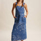 Floral Embroidered Denim Overall Dress LD1615