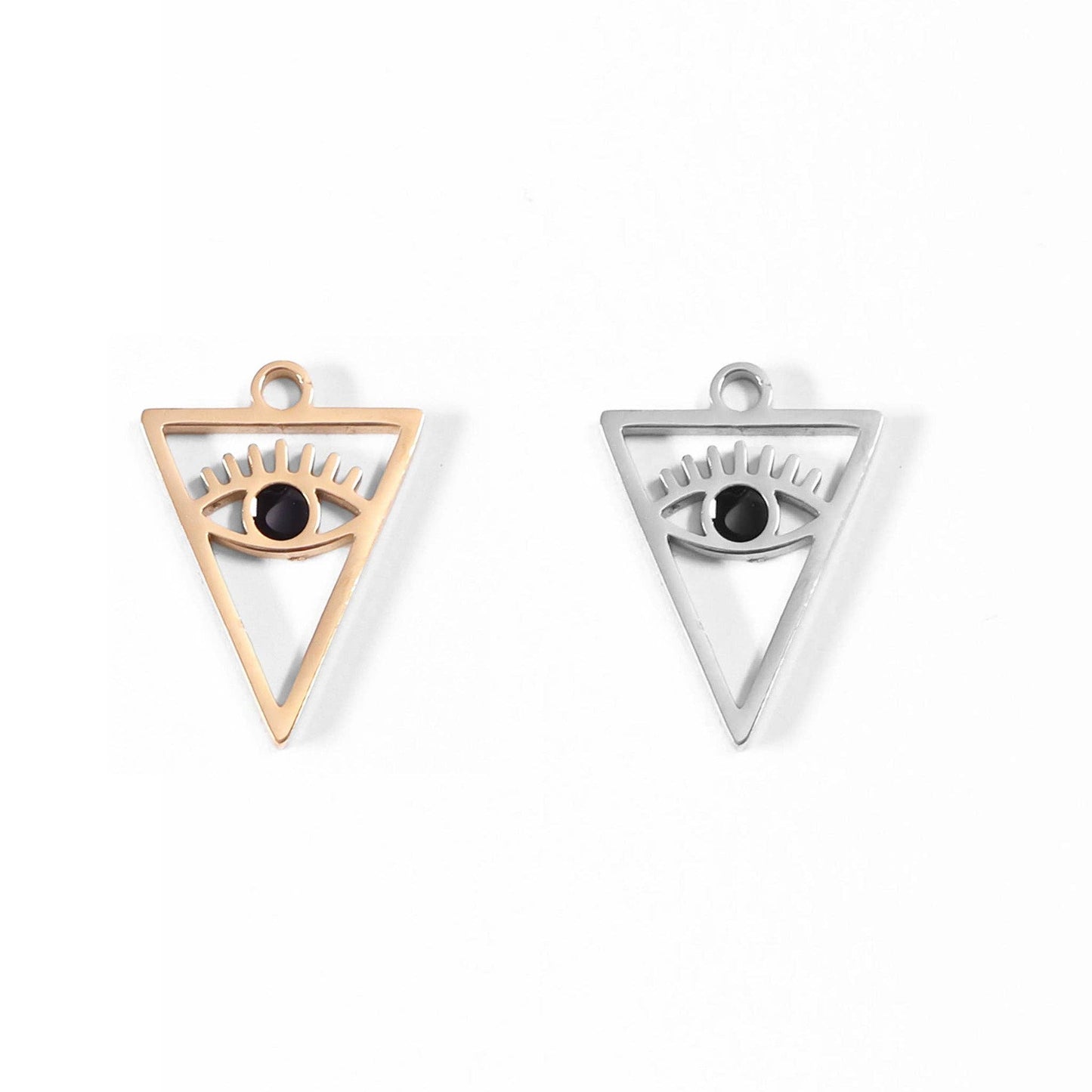 18K Gold Stainless Steel Triangle Evil Eye Charm
