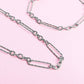 Gold Stainless Steel Long Paperclip Textured Chain Necklace