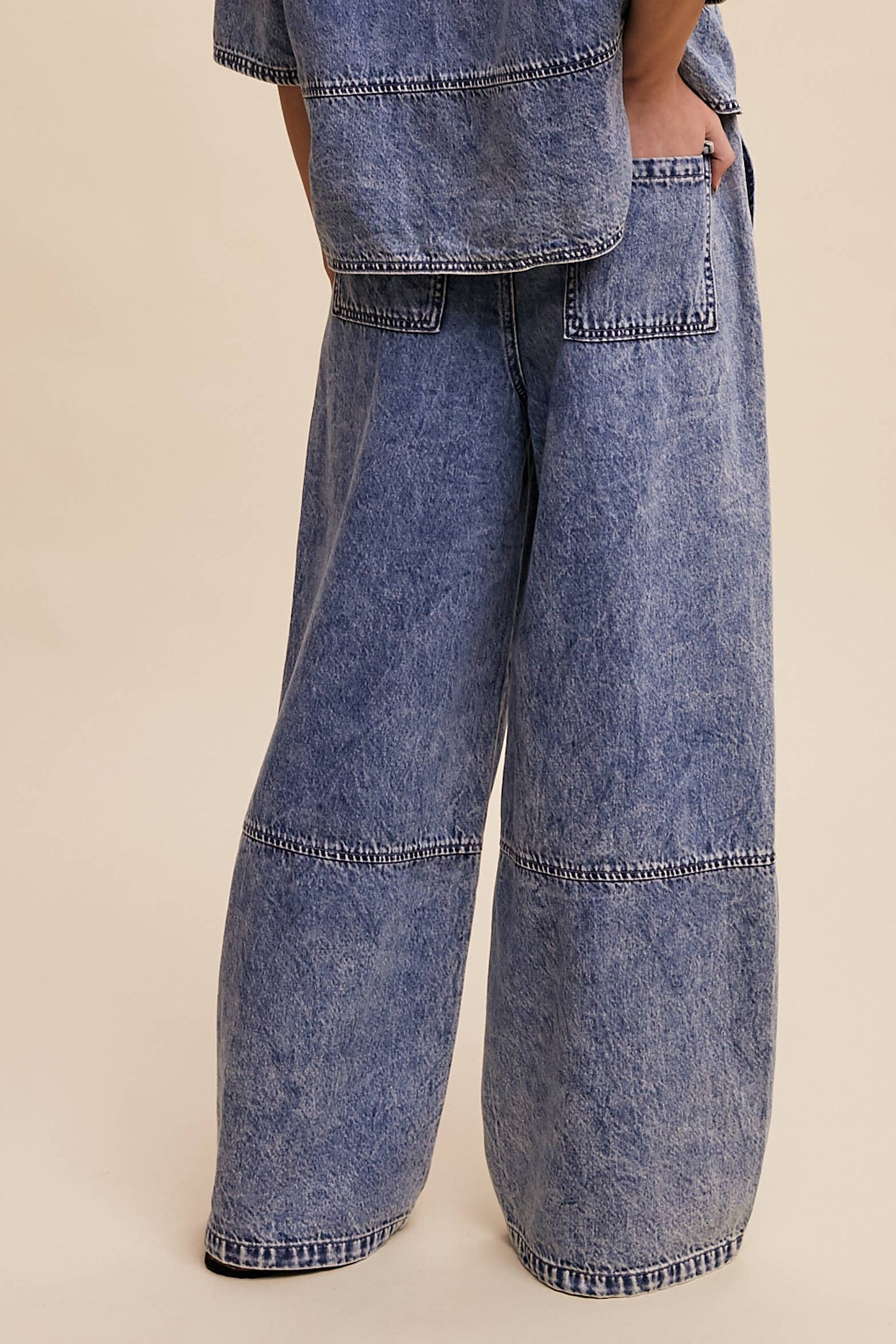 Wide-Leg Denim Drawstring Pants LP0256