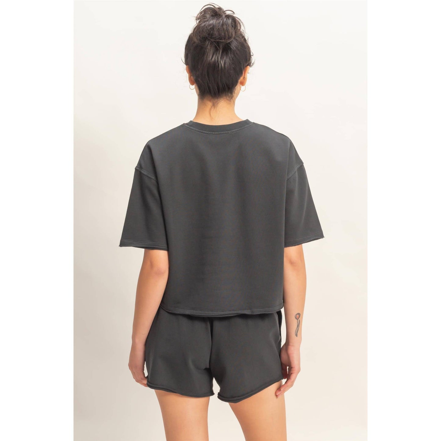Short Sleeve Crew Neck Top And Shorts Set