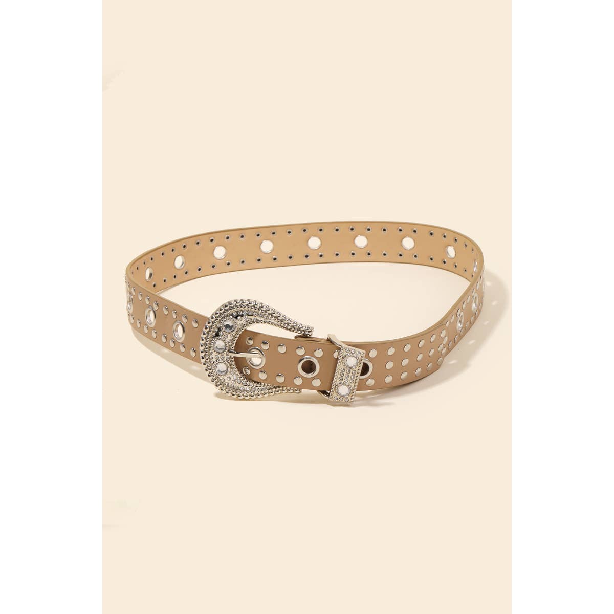 Rhinestone Buckle Grommet Belt