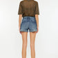 High Rise Fray Hem Denim Shorts KC9316M