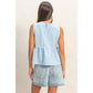 Gingham Sleeveless Peplum Top With Side Ties