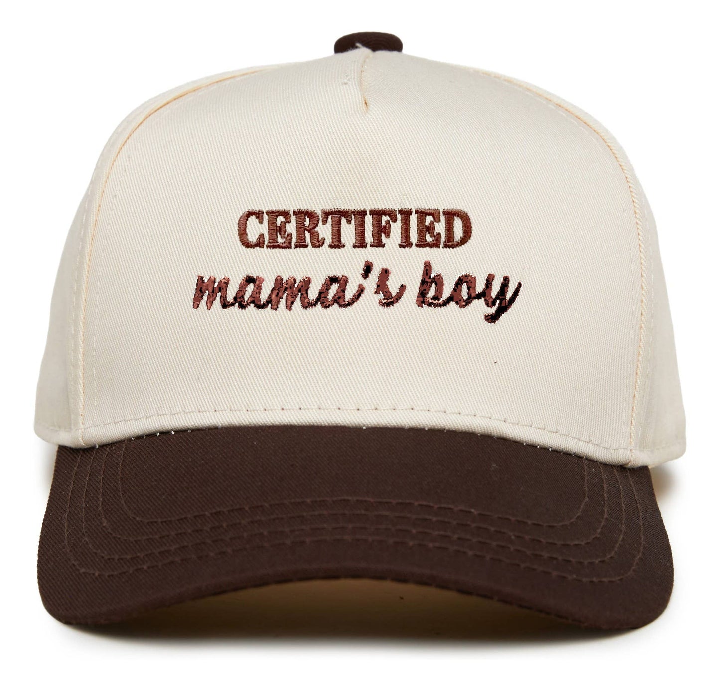 Kid/Baby 2-Tone Cap: Certified Mamas Boy Brown/Beige