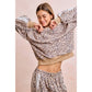 LEOPARD FRENCH TERRY LACE CONTRAST SWEATSHIRT TOP