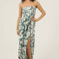 B5959-A920 SMOCKED BODICE WRAP LEG JUMPSUIT