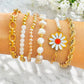 Pearls Moonstone Gold Layering Bracelets Waterproof, 18K Gold Plated