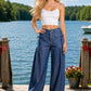 Dual-Style Wide-Leg and Cinched Jogger Denim Pants